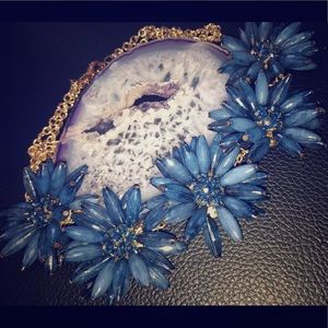 Fun Blue Floral Statement Necklace